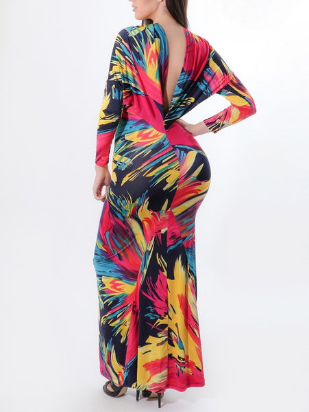 Plunging Deep V Neck Maxi Dress – Lexie Starr Style