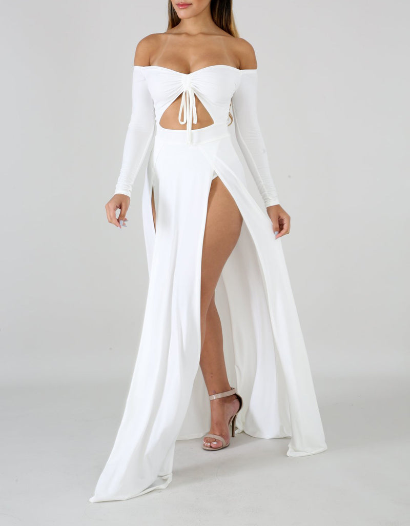 White Slit Maxi Dress
