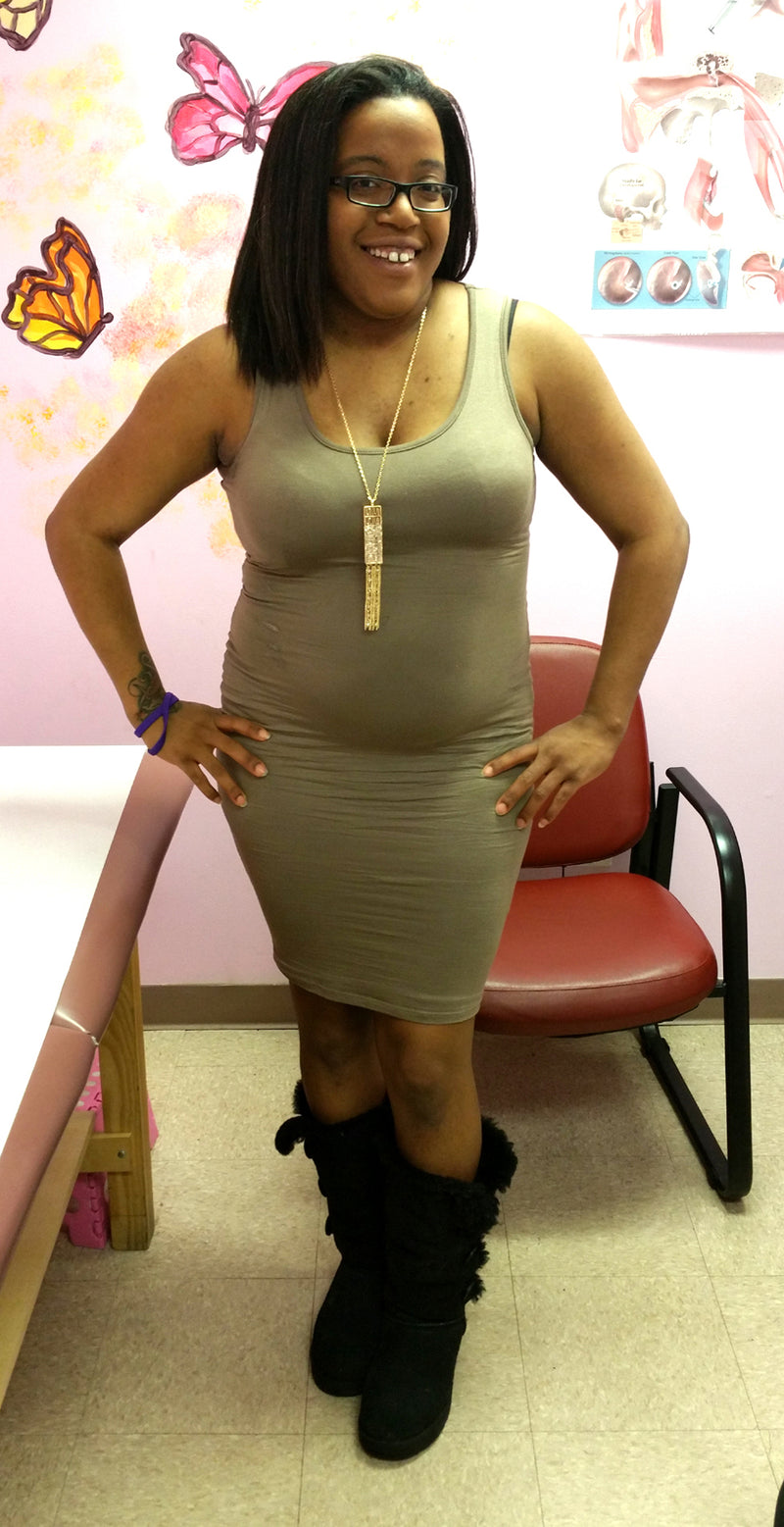 Taupe Sleeveless Jersey Midi Dress
