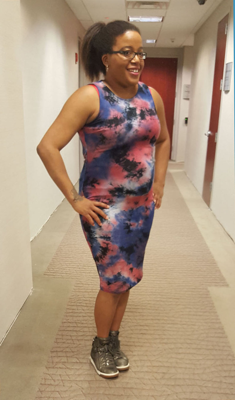 red and blue tie dye dress Riviera Sun Spaghetti Strap Dress