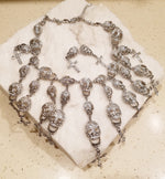 Austrian Crystal Skull Cluster Necklace Set