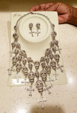 Austrian Crystal Skull Cluster Necklace Set