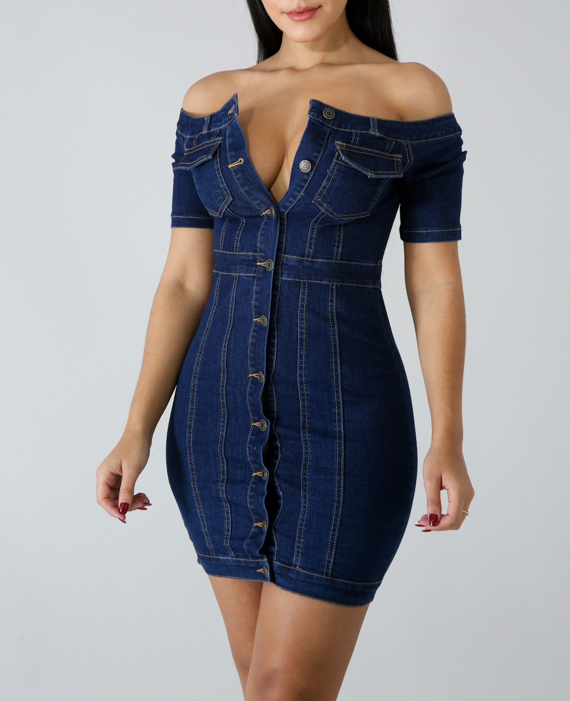 Denim Off The Shoulder Dress Small Denim Off The Shoulder Dress Small