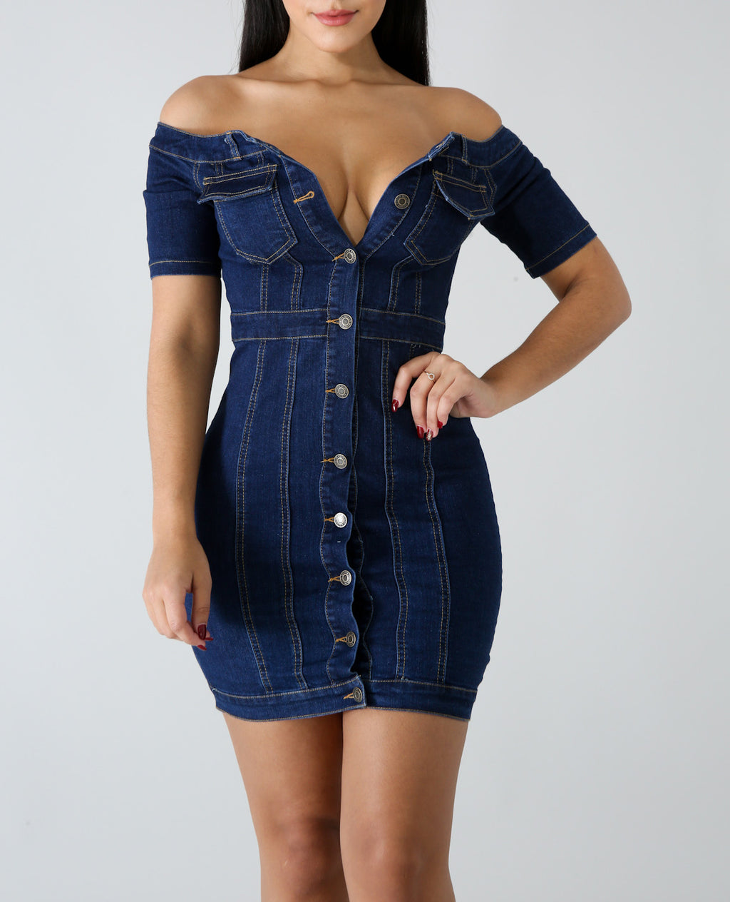 off the shoulder denim dress Denim Off The Shoulder Dress Small