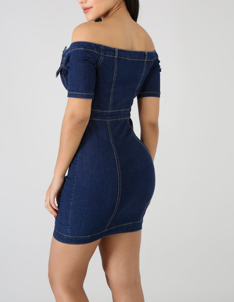 Denim Off The Shoulder Dress