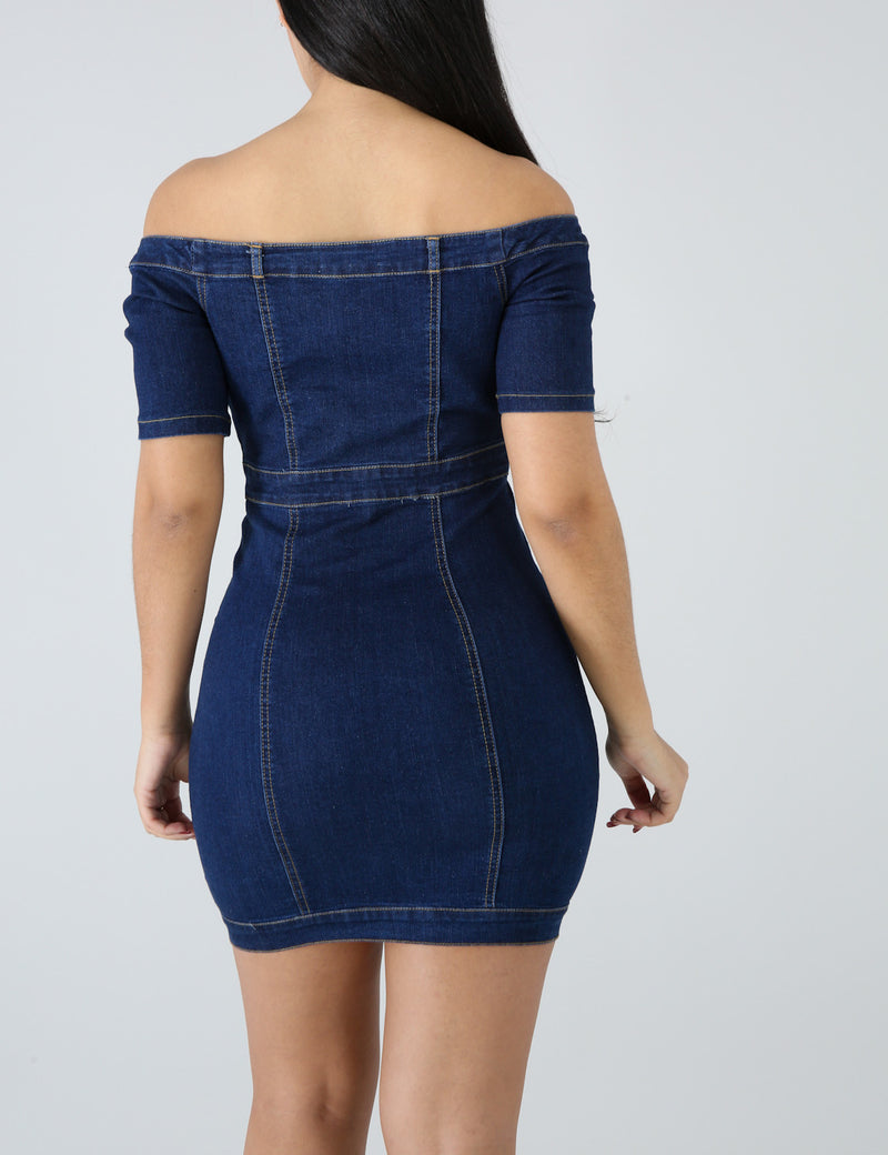 Denim Off The Shoulder Dress