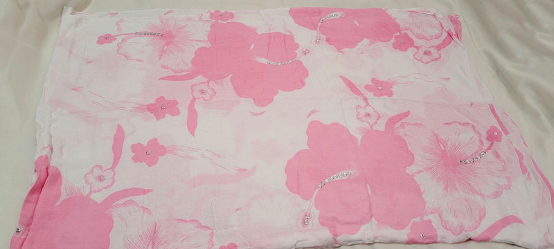 Pastel Pink Hibiscus Sequins Sarong