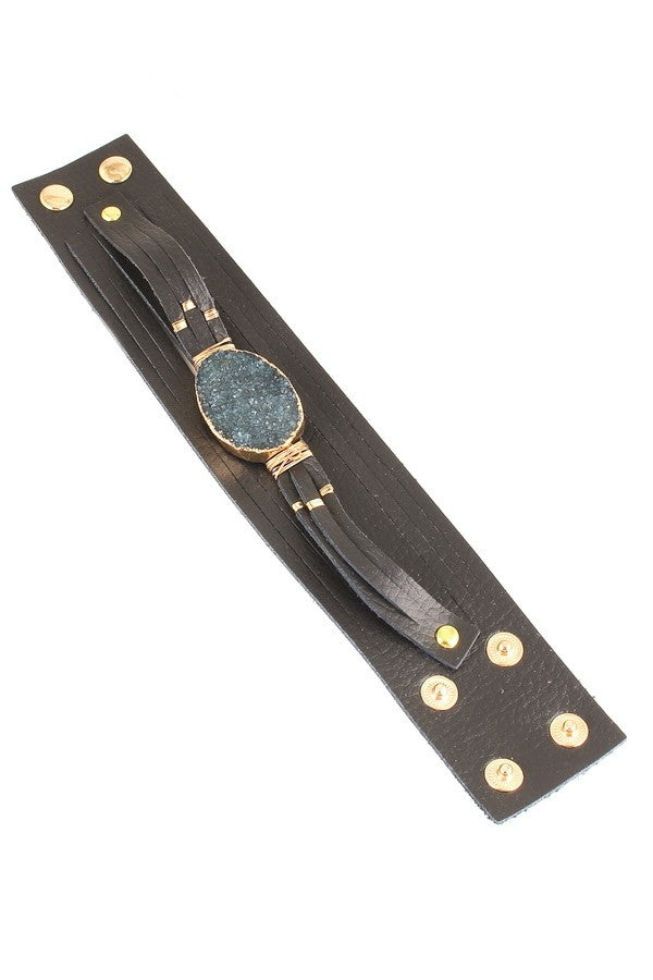 Stone Leather Band Bracelet
