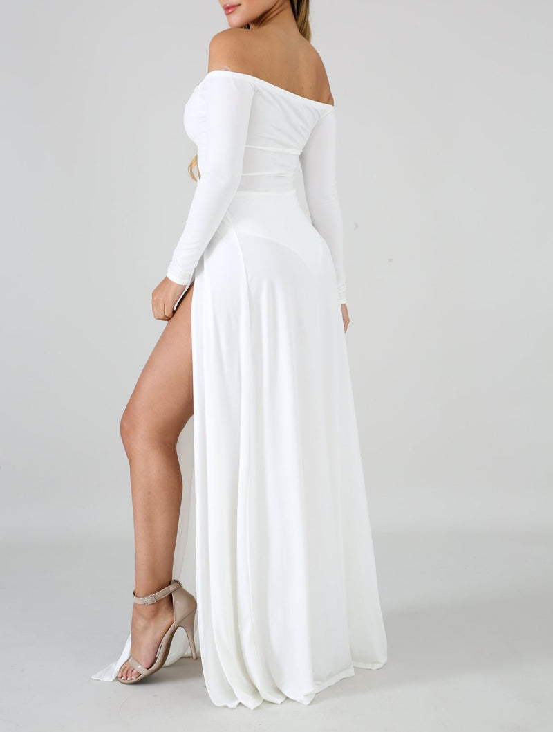 White Slit Maxi Dress