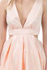 Peach Sleeveless Cut Out Hi Low Dress