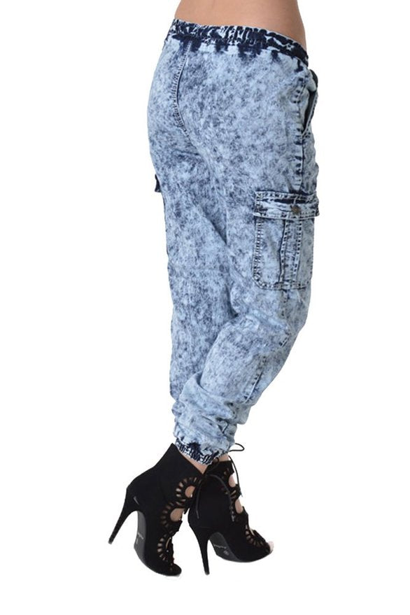 Denim Cargo Jogger Pants