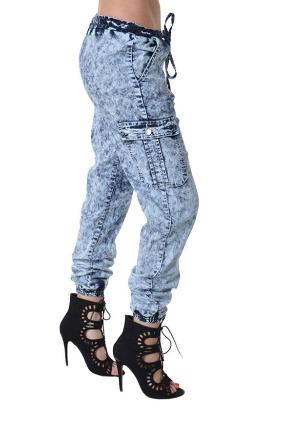 Denim Cargo Jogger Pants
