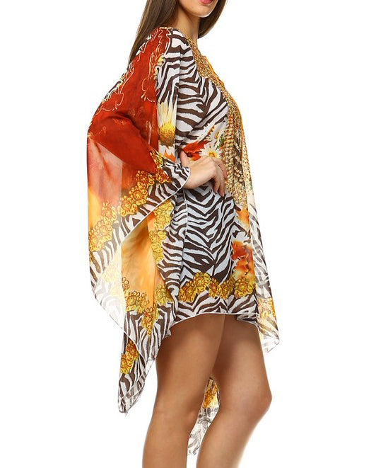 Brown Embellished Tunic Kaftan
