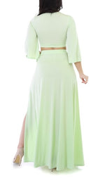 Tie Top and Long Loose Skirt Set