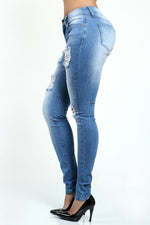 Jeans desgastados de tiro medio