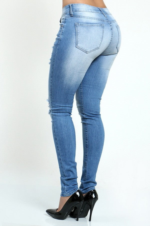 Jeans desgastados de tiro medio