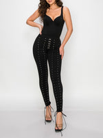 Black 2 Piece Sleeveless Bodysuit and Leggings Set