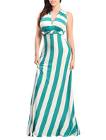 Teal Striped Multi Style Convertible Maxi Dress