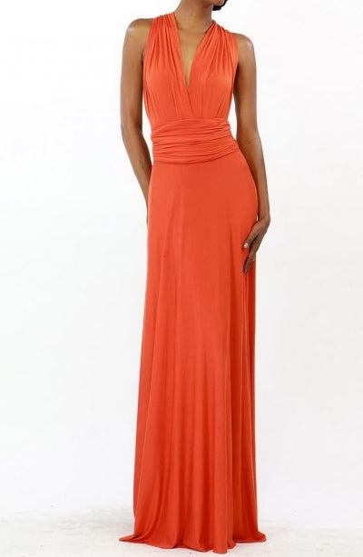 Vestido maxi convertible naranja estilo multicolor
