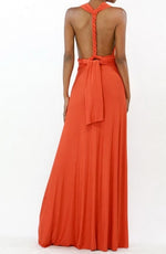 Vestido maxi convertible naranja estilo multicolor