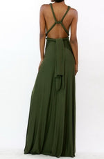 Vestido maxi convertible estilo verde oliva
