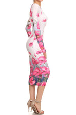 Floral Print Long Sleeve Midi Dress