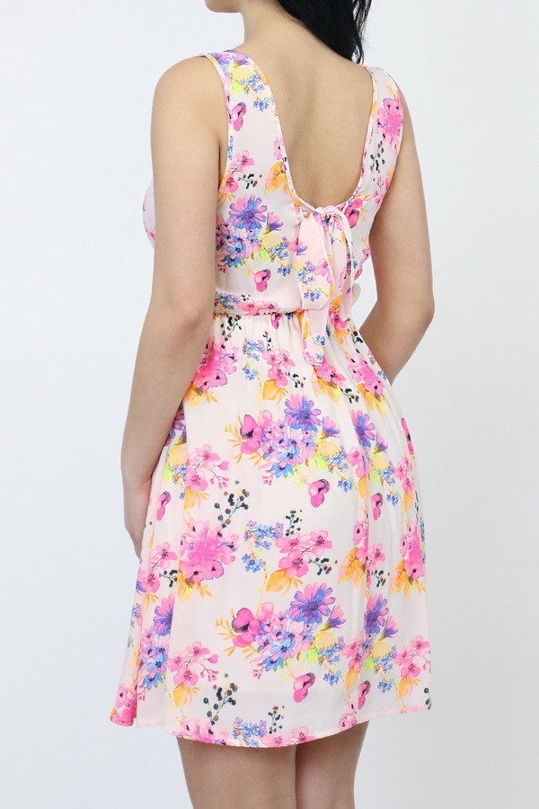 Vestido skater con sobrepelliz floral