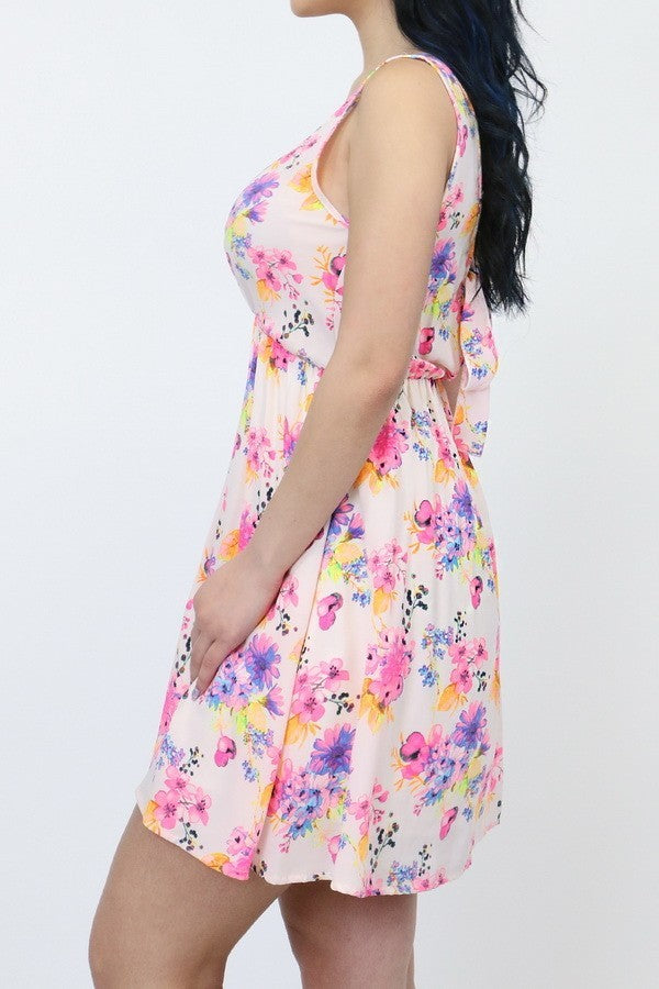 Floral Surplice Skater Dress