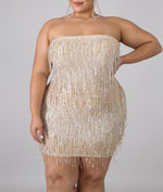 Plus Size Sequin Fringe Tube Dress