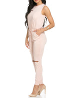 Knee Cut Out French Terry Jumpsuit