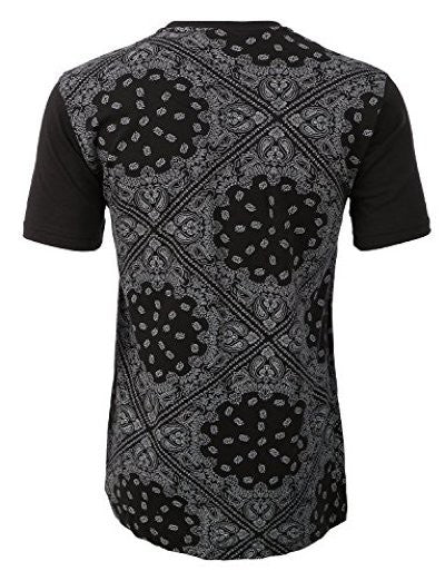 Hawk's Bay Black Bandana Print Mens Tee