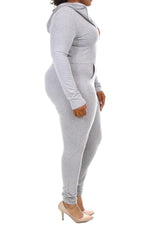 Plus Size Zip Up Hooded Jumpsuit