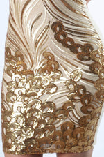 Gold Mock Neck Sequin Dress