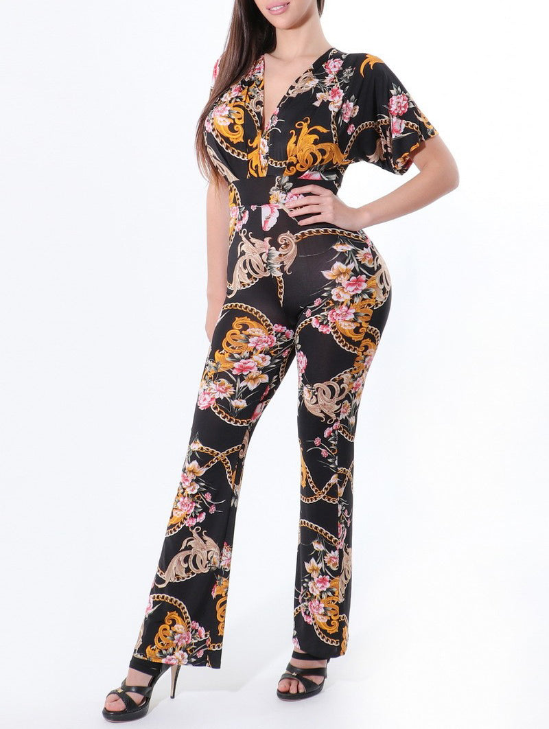 Mono ancho de manga corta con estampado de cadenas