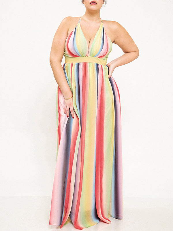 Vestido largo de malla transparente en colores pastel de talla grande