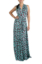 Blue Animal Print Multi Style Convertible Maxi Dress