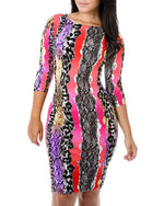 Multiple Print Snake Skin Print Dress