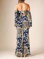 Chain Printed Wide Leg Pants Set