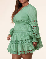 Minivestido de fiesta de té de salvia talla grande