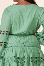 Minivestido de fiesta de té de salvia talla grande