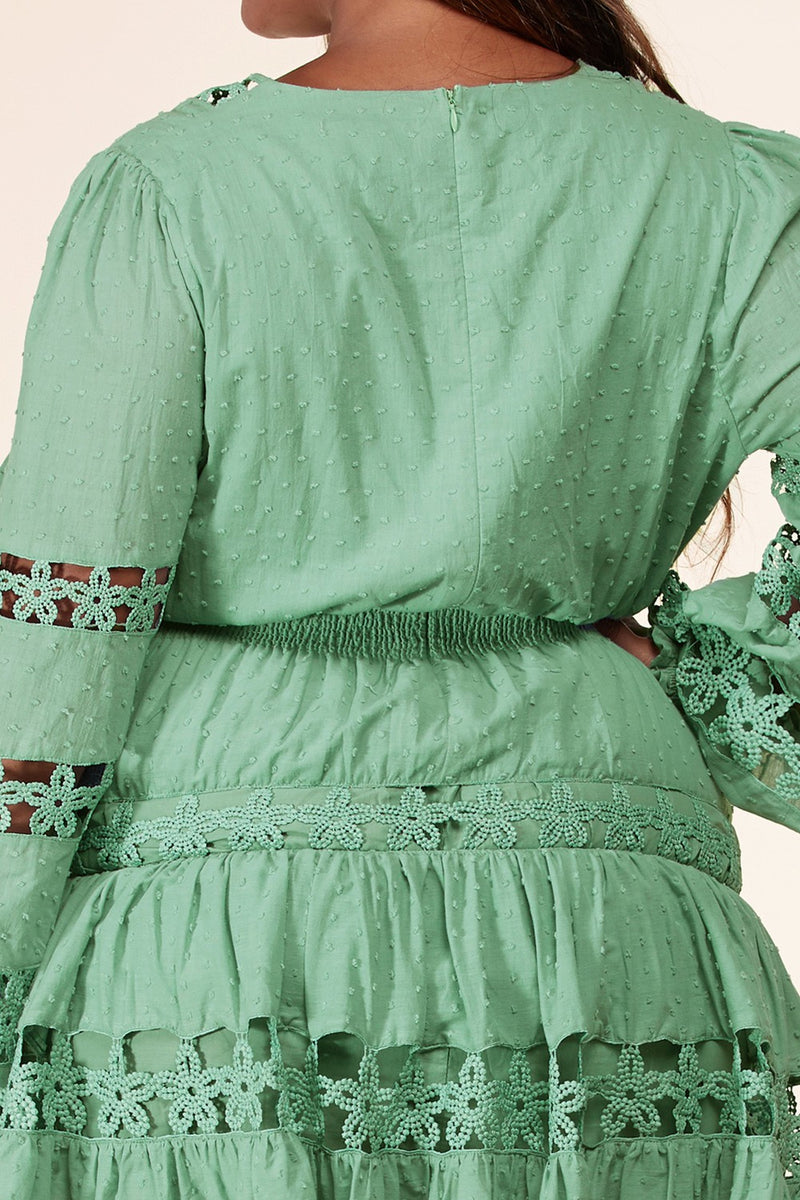 Minivestido de fiesta de té de salvia talla grande