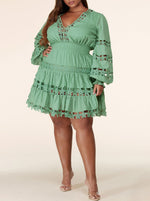 Minivestido de fiesta de té de salvia talla grande