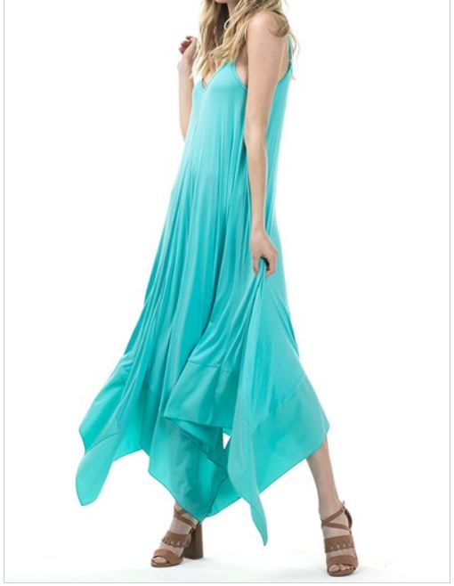 Aqua Blue Bottom Contrast Maxi Dress