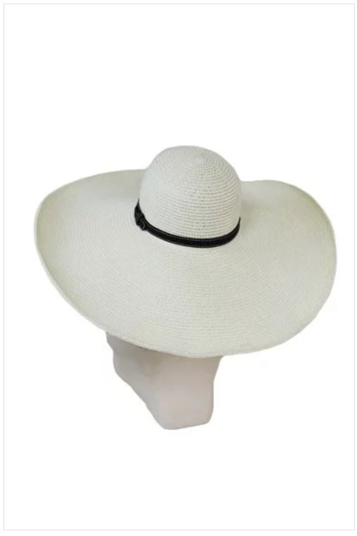 Sombrero para el sol de alambre con ala extra color marfil crema