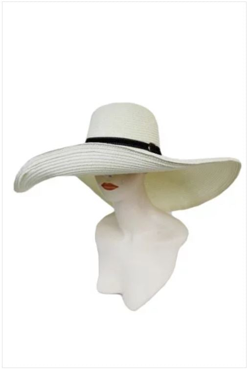 Sombrero para el sol de alambre con ala extra color marfil crema