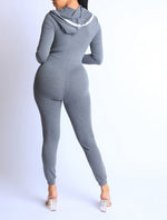 Heather Gray Zip Up Hoodie Jumpsuit