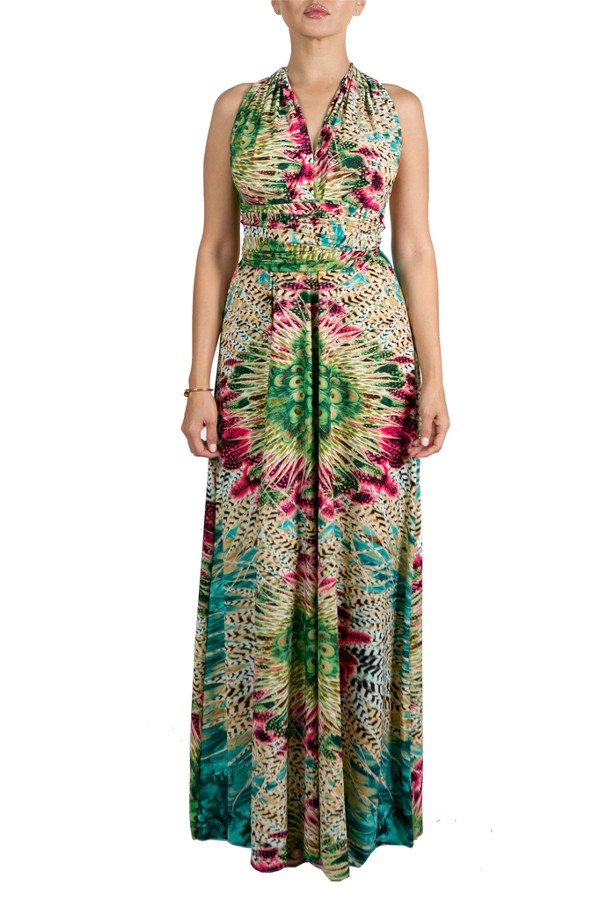 Mint Green Floral Print Multi Style Convertible Maxi Dress Mint Green Floral Print Multi Style Convertible Maxi Dress