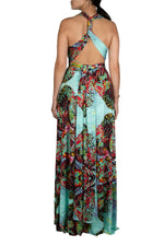 Spring Print Multi Style Convertible Maxi Dress