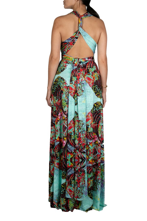Spring Print Multi Style Convertible Maxi Dress